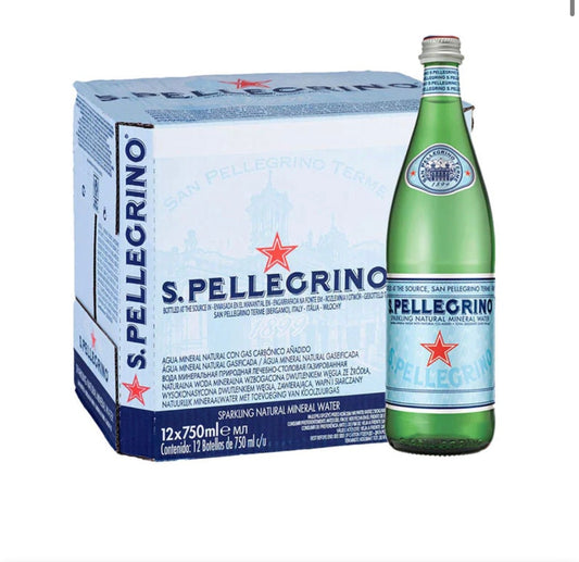San Pellegrino Sparkling Water - 750ml x 12 box Glass Bottle